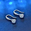 2ct Center 6.5mm D-E-F Color Heart Arrows Cut Moissanite Drop Earrings with Accents 925 Sterling Silver for Women