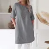 Casual jurken voor vrouwen mode zomer knie lengte rok ronde nek los zeven mouw comfortabele massieve kleur rechte rokken