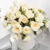 Kurutulmuş Çiçekler 5 Baş Yapay Çiçekler Vintage Avrupa Güzel Gelin Buket Düğün İpek Pembe Şakayık Ucuz Sahte Ev Diydecoru Noel