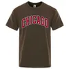 T-shirts masculins USA City Chicago Strt Lettre imprimées T-shirts Mentiers Summer des slves surdimensionnés surdimension