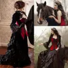 Wedding And Red Vintage Black Dresses Gothic Bridal Gown With Long Sleeves Jacket Veet Sweep Train Sweetheart Vestido De Novia Lace Corset Back 403