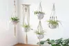 4PCLlot Macrame Plant Hangery Kreatywne projekty ręcznie robione na ścianę wewnętrzną wiszącą sadzarki Uchwyt zakładu nowoczesny boho dekoracja domowa 2413204