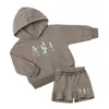 Tasarımcı Bebek Peluş Hoodie ve Pantolon Setleri Çocuk Giyim Kız Kız Kamyon Kamyonu Sweatpants Uzun Kol Kıyafetleri Kalınlaştırılmış Kazak Pantolon Sweatshirt CXD2404302-12