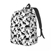 Sac à dos noir et blanc motif de cheval femme petit sac à dos garçons filles sac à épaule sac à épaule portabilité sac à dos enfants sacs scolaires