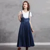 Casual Dresses Summer Dress 2024 Yuzi.May Boho Denim Women Back Zipper Pleated Suspender Vestidos A82291 Vintage Woman Vestido