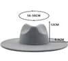 2020 Wide Brim Fedora Hat for Women Solid Color Wool Felt Hat For Men Autumn Winter Panamle Gamble Grey Jazz Cap6794934