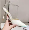 Designer sandals puntato dita dei piedi strava di strass tacchi alti tacchi di brevetto in pelle nere da donne bianche nude scarpe da donna