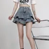 Spódnice mini spódnica kobiety dżinsowe letnia a-line słodka seksowna dziewczyna zaprojektowana falban z wysokim talią Koreańską modną bajkę kpop Chic