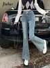 Jeans femininos de cintura alta vintage coreana feminina Autumn moda Slim Blue Flare Woman Troushers Elegant Lady S-XL