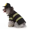 Hundebekleidung Santa Claus Outfit Feuerwehrmann Kostüm Katzen Cosplay Fireman Welpenjacke Mantel mit Feuerwehrhutgröße S Schwarz