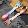 Vorken draagbare MTI Tool Flatware Can Opener Camp Spork bestek gebruiksvoorschriften Picknick roestvrijstalen tafelwerk vork lepel LX4980 DRO DHXFT