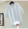 T-shirts pour femmes T-shirts rétro Patchwork T-shirt à manches courtes Femme 2024 Summer Korean Style lâche mincer-midi