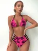 Swimwear féminin Chisalis 2024 Sexy Palm Tr Print Cross Bikinis Set Womenntwo-Spied High Wistan Sweins Summer Beach Swimwear Bathing Full Y240429