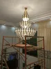 LED Duplex Loft Hollow Villa Crystal Stor stor ljuskrona Post-Modern Living Room Hotel Lobby Light Luxury Pendant Light