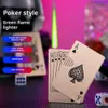 Green Flame Ace Card Metall Winddichte Zigarette hellere Spielkarte Jet Torch Turbo -Raucherzubehör Poker leichter