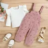 Ensembles de vêtements 1 à 4 ans pour nourrissons filles d'automne de printemps rose blanc à manches longues à imprimé floral pantalon pantalon tenue pour tout-petit pour tout-petit
