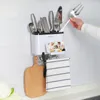 Garrafas de armazenamento recipiente de cozinha material organizador de pauzinhos faca rack de aço inoxidável ganchos de toalha multifuncional