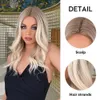 Charmsource Spitzenfront Perücke weiße blonde synthetische Perücken lange natürliche Wellenwelligkeit für weiße schwarze Frauen tägliche Party Hochzeitshaare 240416