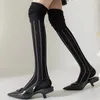 女性靴下韓国のスリミングレッグストッキング垂直ストライプゆるい長い靴下ハラジュク