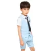 Summer Boys Teenage Kleid Kinder koreanische Version des Weste mit Weste des Jungen-Performance-Weste Vier-teiliges Set (Weste + Hosen + Hemd + Krawatte) und eine kostenlose Brosche
