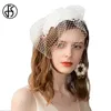 Wide Brim Hats Bucket Hats FS Fascinators Black With Veil White Wedding Hats Mesh Gauze Patchwork Women Pillbox Hat Party Formal Cocktail Church For Ladies Y240426