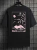 T-shirts voor heren Tokyo Sakura Mount Fuji Visitekaartje T-shirt Men Mode T Kleding Katoen Summer Casual Tops Hip Hop Loose Cotton T-Shirt Y240429