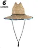Chaps à bord large Gemvie Lifeguard Straw Safari Hat pour hommes Femmes Summer Summer avec Chin Cord14479092