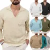 Camisetas para hombres Flip Collar V-Neck de moda Fit Slim Fit Waffle Waffle Camiseta Autumn Autumn New Base Clothing Man's Man Polos Tops