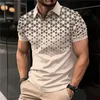 Vintage Golf Shirt Fashion 3D Print dragkedja Polo överdimensionerade casual shortsleeved Summer Streetwear Men kläd Tees toppar 240416