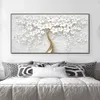 Abstract 3D White Flowers Canvas Painting Modern Nordic Plant Posters And Prints Wall Art Picture For Living Room Home Decor 240415