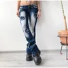 Jeans femminile Europa e negli Stati Uniti 3 Elastico a bassa vita ricamo micro-tre-trumpetta rotto in una farfalla signore