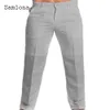 Herenbroeken Heren rechtop Pocket Casual linnen broek Pure witte grijze broek plus maat 3xl heren elegante en modieuze sportbroek heren straatkleding J240429