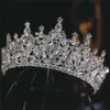 Tiaras Korean Luxury Queen Water Drop Silver Color Tiara Crown For Bridal Women Girls Wedding Princess Party Hair Dress Jewelry