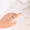 Rings cluster Stile design a foglia di loto e fiore S925 Sterling Silver Women Open Regolable Anello
