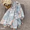 Moda Feminina Bohemian Print Viscose Tassel Big Scarf Bandanamuslim HaJab Plaid Head Scarf Sjaal Wrap Ponchos and Capes 240416