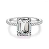 Pierścienie klastra 925 Pierścień Srebrnego Treasure Pink Diamond Light Luksusowy Square Szmaragdowy wysoki węgiel