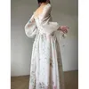 Robes décontractées 2024 Summer Korean Style Floral Evening Party Chiffon Long Mancheve Beach Midi Fairy Robe Vestidos de Ocasion Formalies