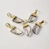 Colliers pendants Fuwo Crystal naturel Crystal Small Horn Golden Staled Stone Charms Accessoires pour femmes Bijoux faisant 5pcs / lot PD150