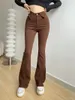 Jeans féminins TVVovvin 2024 automne épicy filles hautes taille sexy micro cor pantalon denim de hanche en emballé serré fh7f