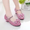 Kinderschoenen Girls High Heel Princess Dance Sandalen For Girls Kids schoenen Glitter Zachte leer Fashion Party Dress Wedding 240412