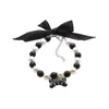 Dog Apparel Pet Supplies Bone Necklace Collar Bow Pearl Cat Ornaments Cute Pendant Accessories