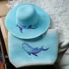 Graffiti İki Parçalı Yaz Hasır Şapka ve Çanta Seti Seti Çizgili Tasarım Yaz Saman Şapkası Açık Seyahat Çantası Kadın Plaj Şapkası 240428