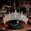 Tiaras barock lyxig stor vattendroppe kristall tiara krona för kvinnor flickor bröllop elegant brud prinsessa fest hårklänning smycken