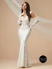 ホローボウドレスパーティーイブニングドレスパースペクティブスカート付きの真っ白なロマンチックレースドレス