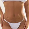 Pasy łańcucha talii 2PCS 18K Gold Silk Silk łańcuch w talii dla kobiet warstwowy łańcuch brzucha Regulowany wielowarstwowy seksowne łańcuchy talii bikini D240430