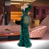 Casual Dresses 2024 Luxury One Shoulder Evening Side Slit Long Ruffles Tulle sjöjungfru Prom Glowns Sequins Beads Formal Party Ballkleider