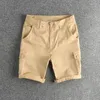 Short masculin d'été American rétro cargo décontracté hommes tissés coton micro élastique lâche tridimensionnel coupe cinq quarts pantalon