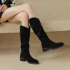 Diseñador Boot para mujer Geuine Leather Suede Botas de cuero Knee Alta Tall Paris Fashion Woman Zapatos con caja