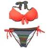 Women's Swimodewear Bandeau Fe Wsparcie Swimsuit Dwaj elementy bikini 2024 Pads Push Up Women XL Bathing Suit Maillot de Bain femme