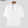 Incerun tops no estilo coreano mass silhuette ombrete almofadas de blazer sólido festas casuais masculino de mangas curtas de todas as partidas S-5xl 240420